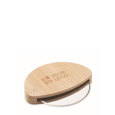 Cortador de pizza redondo con mango de bambú y protector