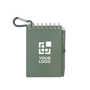 Libreta mini con borde en espiral y bolígrafo de tinta negra