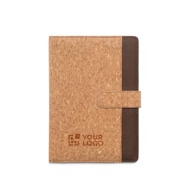 Portafolios con tapa de corcho y poliéster reciclado A5 hojas a rayas