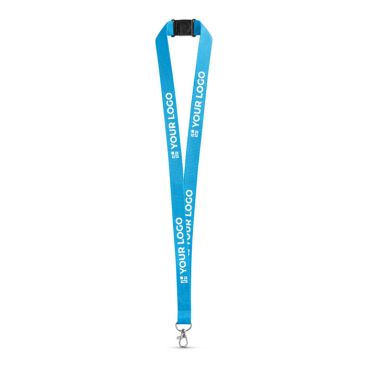 Lanyard de poliéster con mosquetón metálico y cierre de seguridad 2cm
