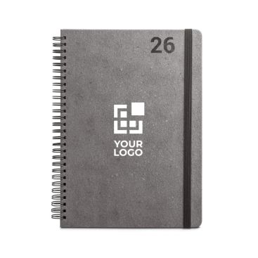 Agenda de cuero reciclado con anillas y planificación semanal B5 vista principal - agotado