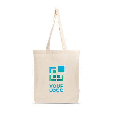 Bolsa de algodón y plástico reciclado con fuelle en base 140 g/m2