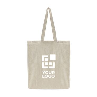 Bolsa de algodón reciclado melange con asas largas 150 g/m2