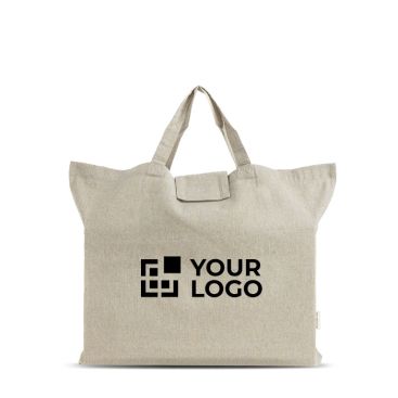 Bolsa plegable de algodón reciclado con fuelle y asas cortas 150 g/m2