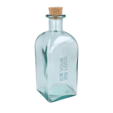 Botella cuadrada de vidrio fabricada en Europa con tapa antigoteo 1L