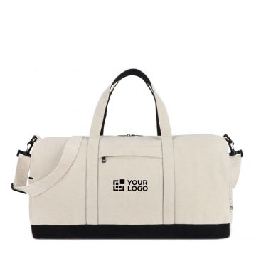 Bolsa de viaje de algodón y poliéster con bolsillo frontal y lateral