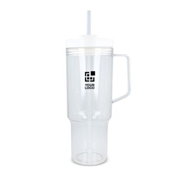 Vaso térmico con asa lateral y pajita en tapa antigoteo 1L