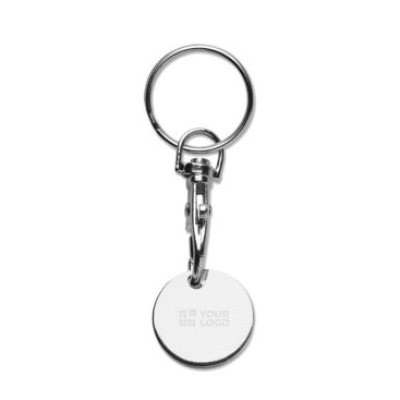 Llavero metálico redondo con moneda para carro de la compra