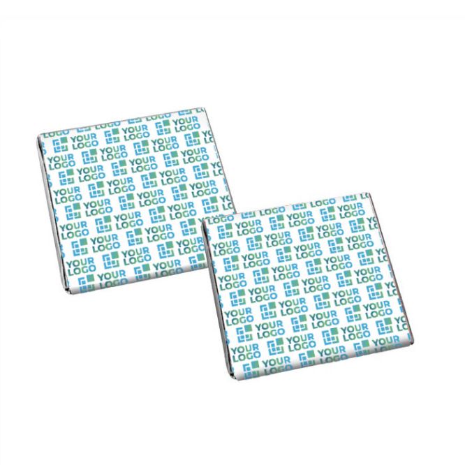 Chocolatinas de chocolate blanco 36% o negro 54% con papel color plata color chocolate blanco