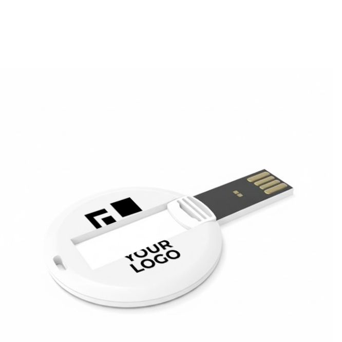 Memoria USB hecha a medida redonda y desplegable hecha en Europa