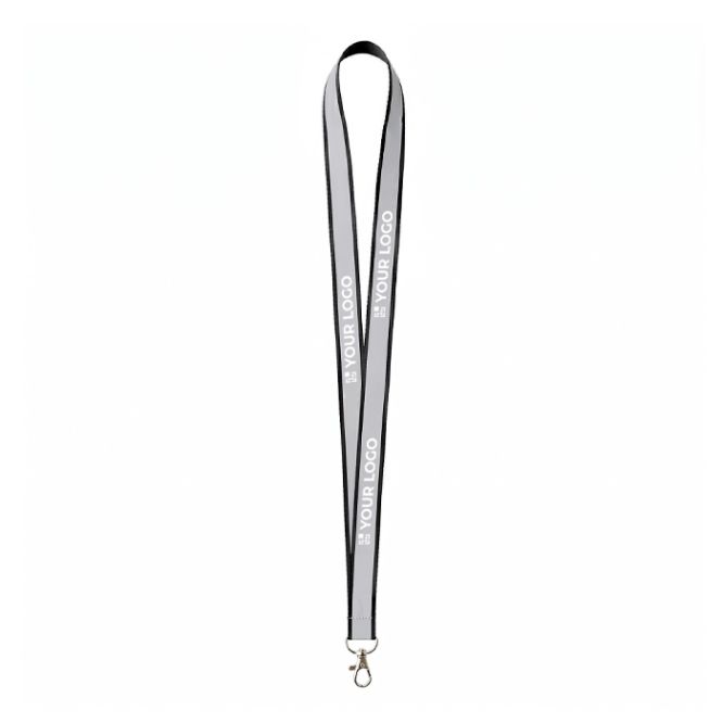 Lanyard hecho a medida de poliéster con revestimiento reflectante gris