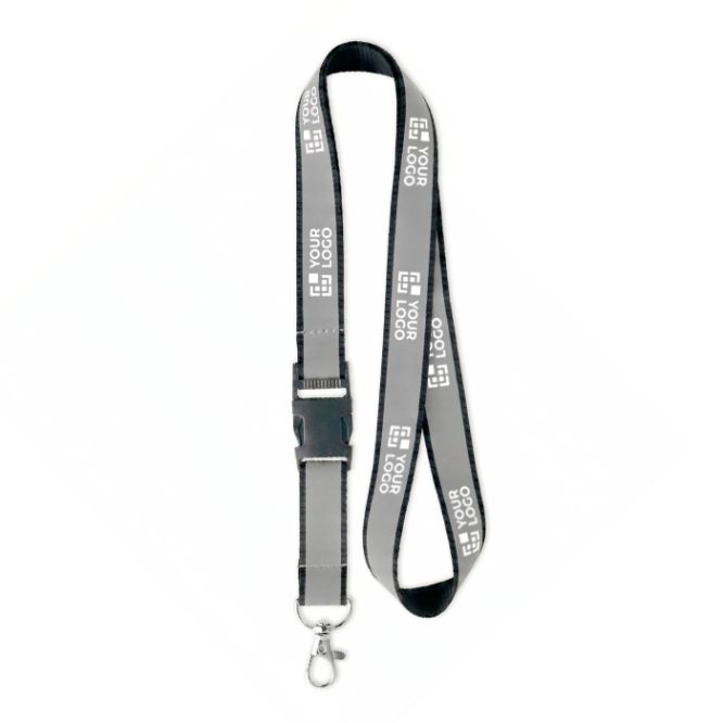 Lanyard desmontable hecho a medida con revestimiento reflectante gris