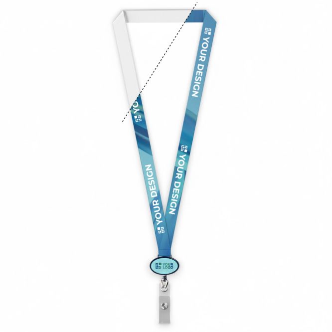 Lanyard de poliéster hecho a medida con portacredencial retráctil