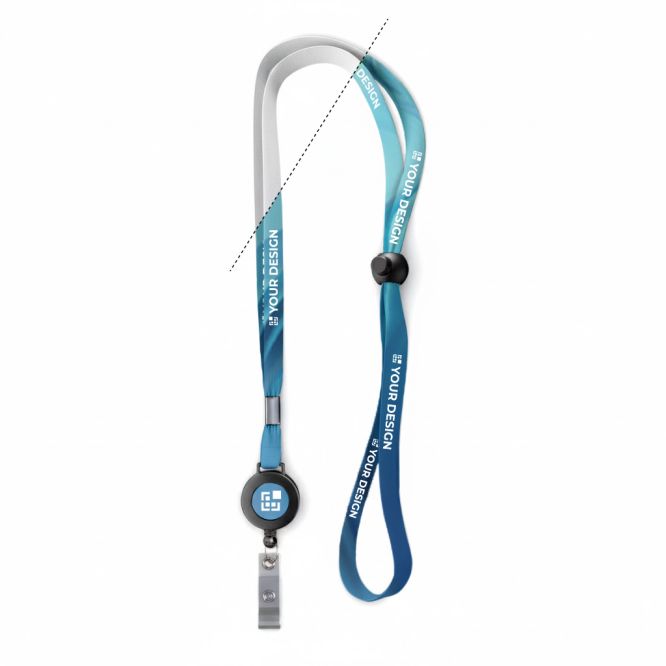 Lanyard ajustable de poliéster fino con mosquetón extensible