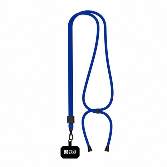 Lanyard bicolor ajustable hecho a medida hecho de RPET para el móvil