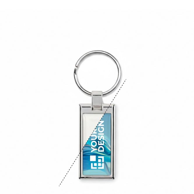 Llavero de aleación de zinc hecho a medida en forma rectangular
