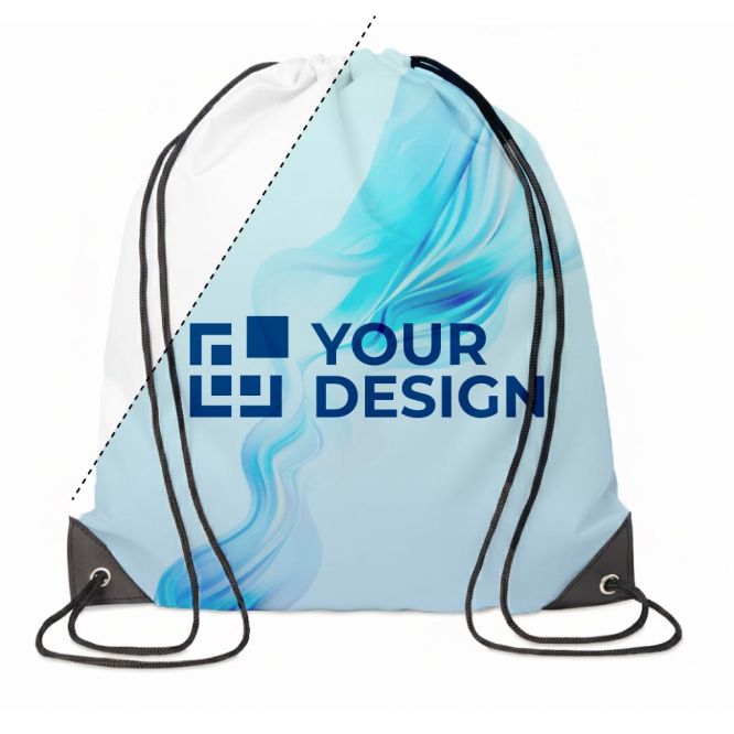 Mochila de cuerdas hecha a medida de RPET con esquinas de PU