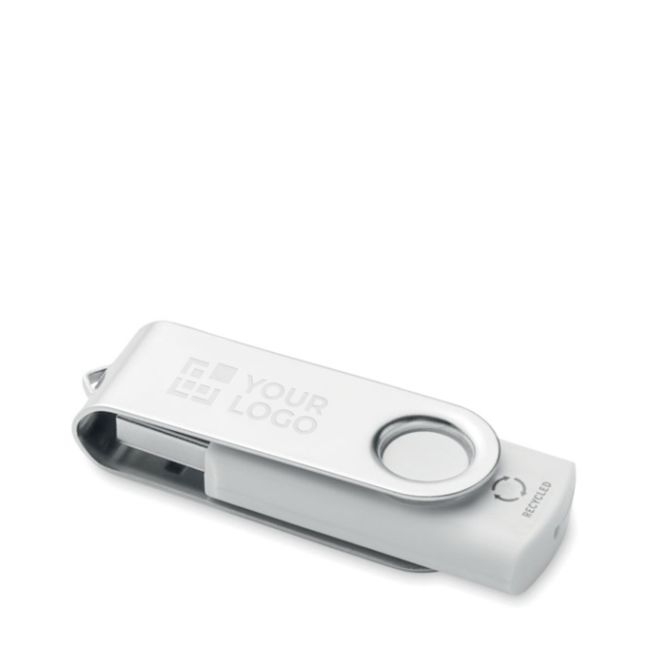Memoria USB blanca hecha a medida con materiales reciclados