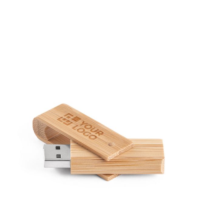 Memoria USB giratoria hecha a medida hecha de madera de bambú