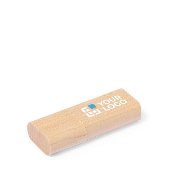 Memoria USB hecha a medida con cuerpo de bambú y con tapón