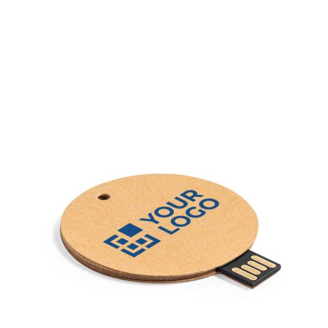 Memoria USB redonda hecha a medida hecha de cartón reciclado