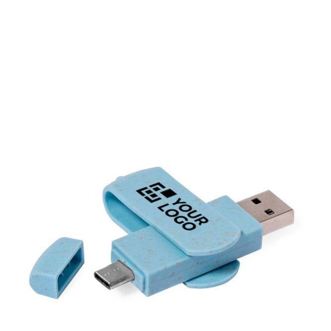 USB doble hecho a medida de caña de trigo con conexión tipo C