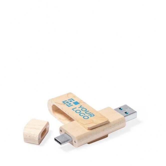 Pendrive giratorio de madera hecho a medida con USB tipo C