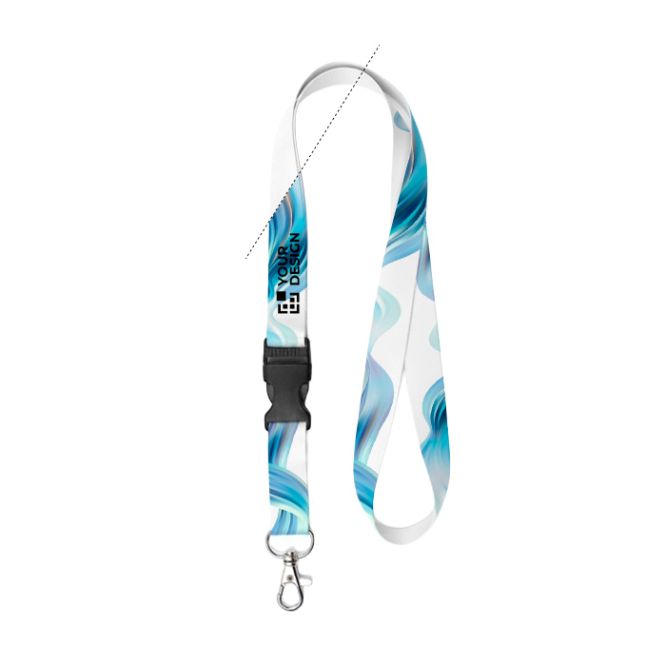 Lanyard de RPET a todo color custom made con hebilla hecho en Europa