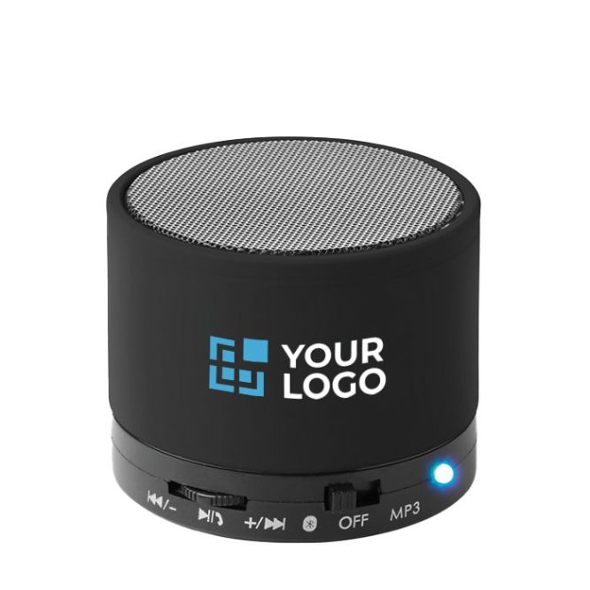 Altavoz con bluetooth circular de colores de diseño en ABS con acabado de caucho con 3 horas de autonomía