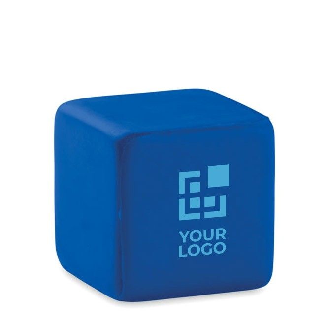 Pelota antiestrés personalizado con logo en forma de cubo de colores