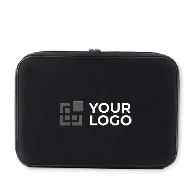Funda con logo para portátil tamaño universal con espuma y cremallera 15'' de color negro