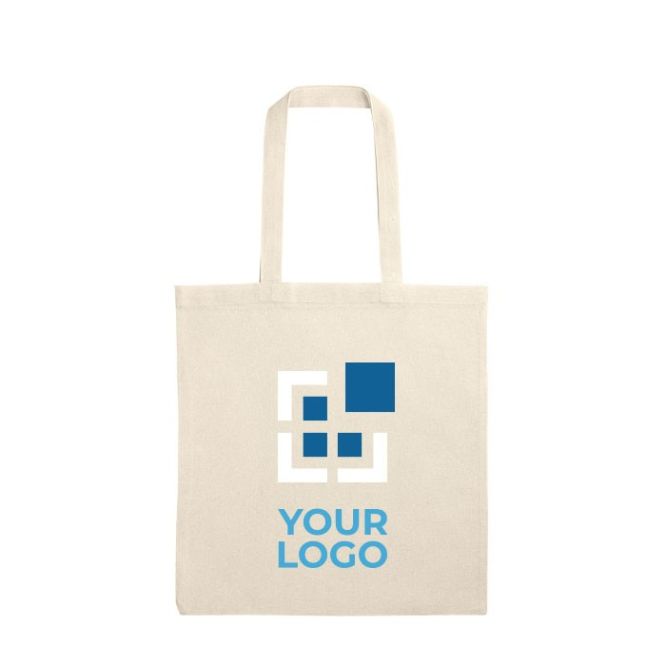 Bolsas de tela personalizadas para empresas de algodón de 140 g/m2 en color beige