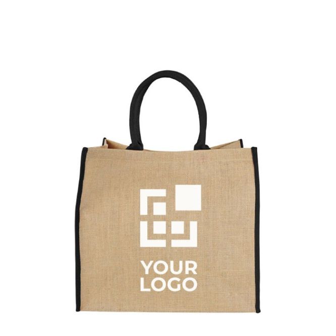 Bolsas de yute personalizadas con cierre de velcro y asas dobles a color