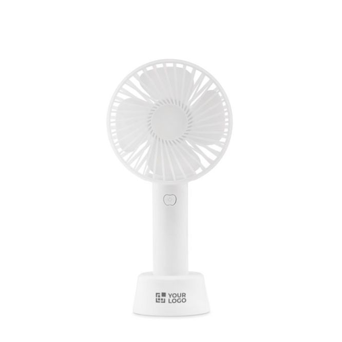 Ventilador USB personalizado portátil con batería y 3 velocidades de color blanco