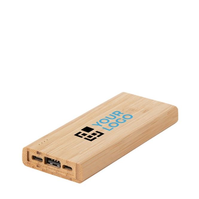 Powerbank para empresas con carcasa de bambú 5.000 mAh de color natural para eventos corporativos