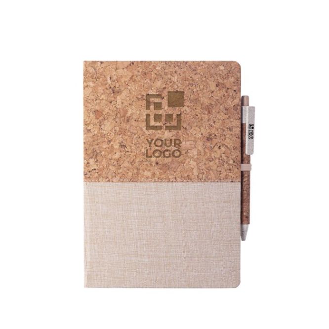 Libreta A5 con bolígrafo de corcho y algodón vista principal