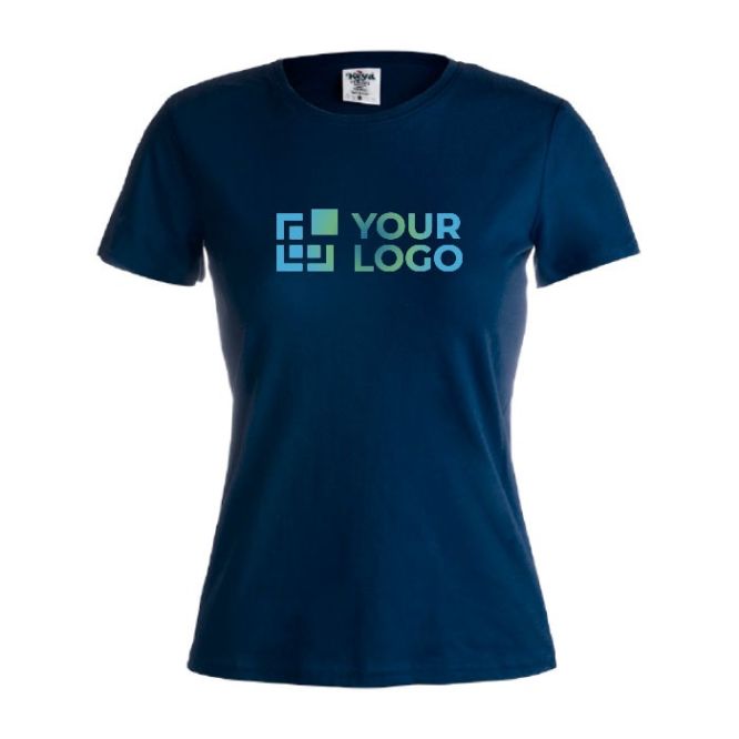 Camisetas para publicidad baratas de mujer en color azul marino de algodón 100% de 150g/m2