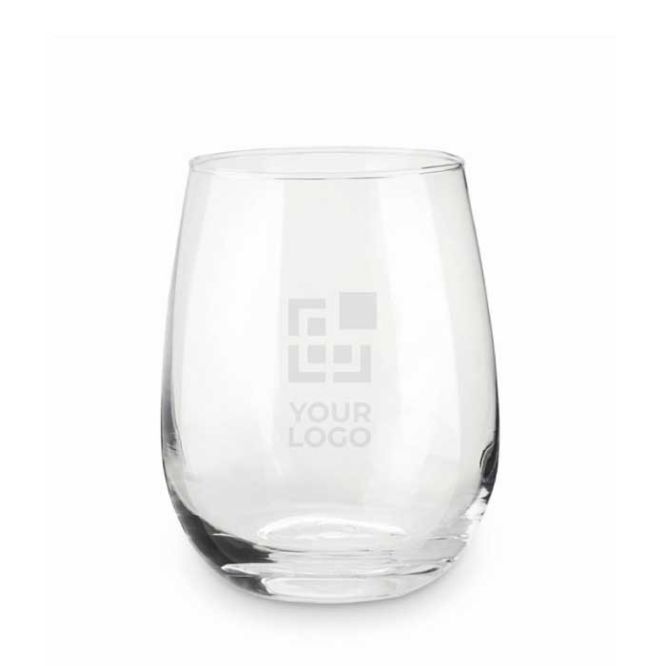 Vaso de cristal transparente personalizado de 420ml con forma redondeada