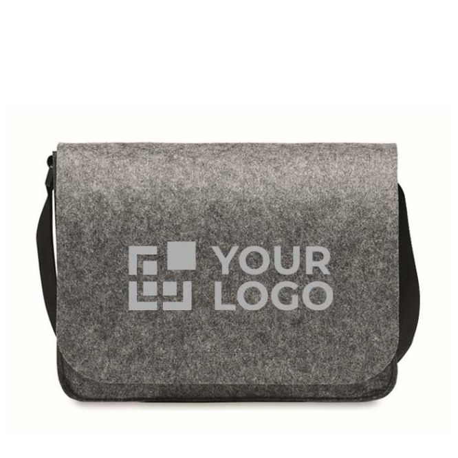 Bolsa para portátil de fieltro RPET con cierre de velcro 15'' de color gris