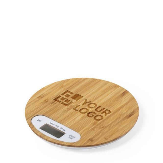 Báscula de cocina personalizada de bambú color natural