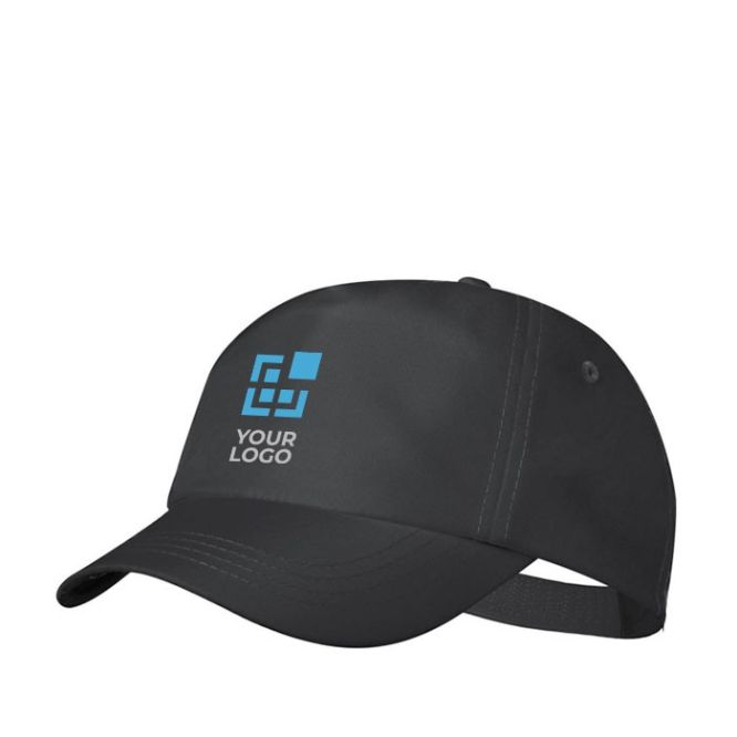 Gorra RPET con logotipo a todo color, cierre de velcro y 5 paneles