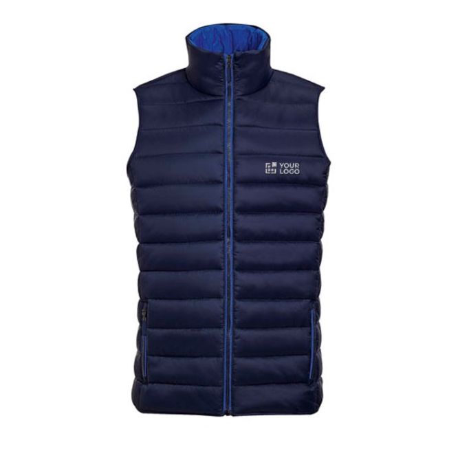Chaleco personalizado acolchado 180 g/m2 de nylon y poliéster con cuello alto y repelente al agua