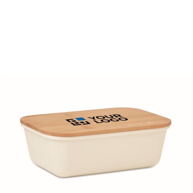 Fiambrera corporativa con tapa de bambú con logo 1L