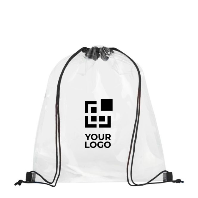 Mochila de cuerdas transparente con asas de color negro