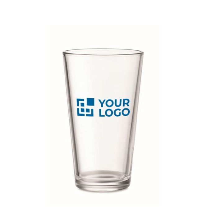 Vaso grabado de cristal reutilizable de color transparente y forma alargada de 300 ml