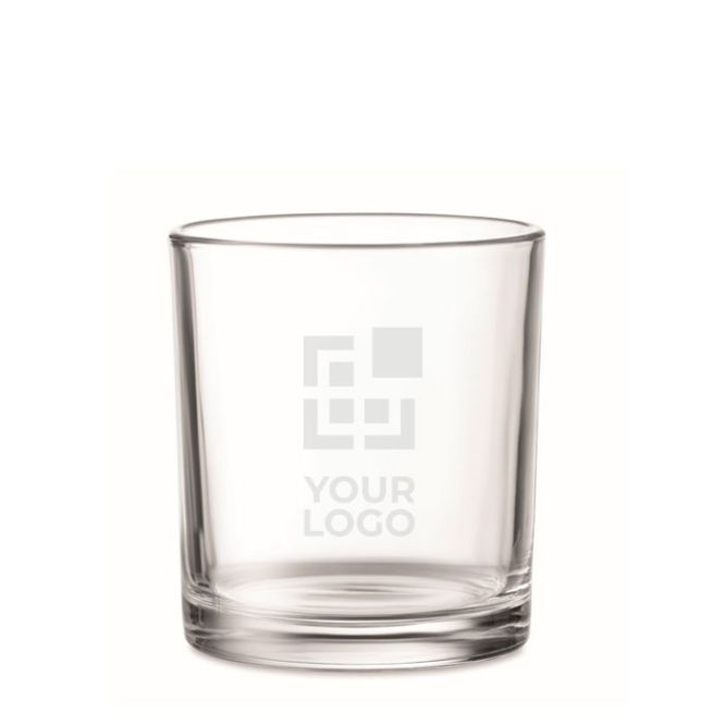 Vaso de cristal grabado y reutilizable para empresas de 300ml