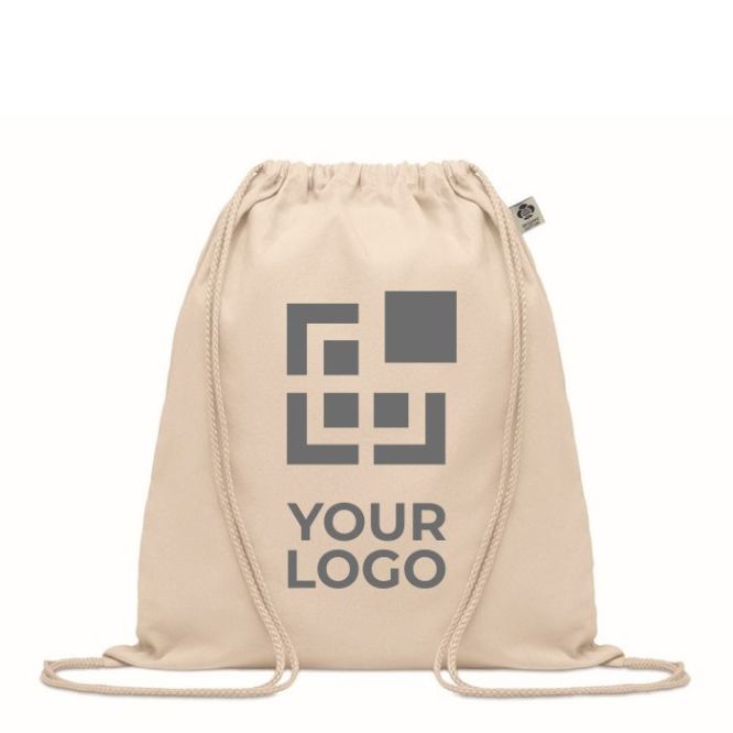 Bolsa de cuerdas algodón orgánico 140 g/m2 en color beige
