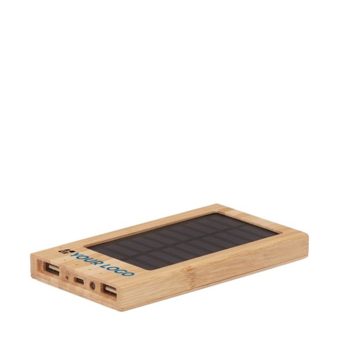 Batería de bambú con panel solar 4.000 mAh para empleados y clientes