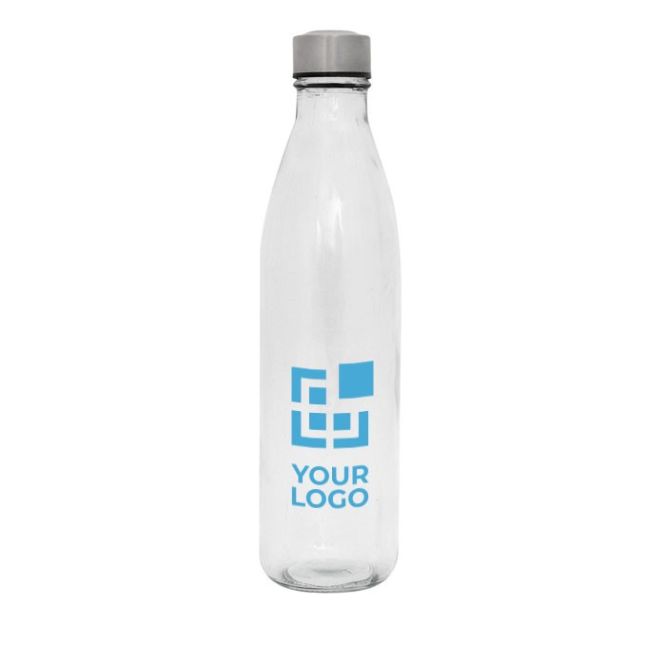 Botella de cristal alargada grande transparente para empresas con logo 1L