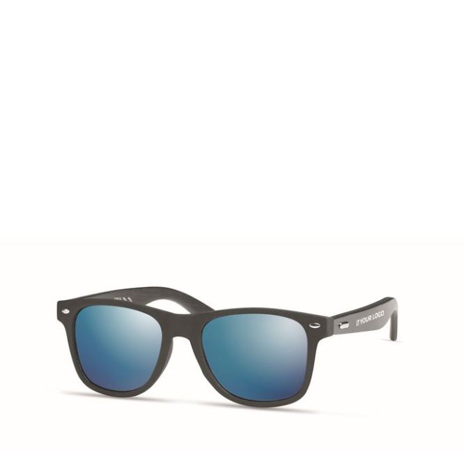 Gafas de sol con lentes espejo y patillas de bambú UV400 diseñadas para empresas